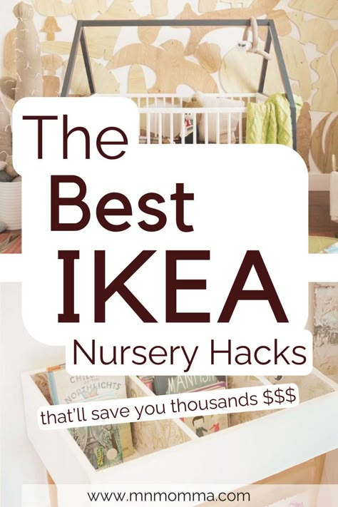 The best IKEA nursery hack ideas for your baby's bedroom. Turn our baby's room into a beautiful nursery on a budget. Get organized and gorgeous gender neutral rooms in no time. Great DIY ideas you can do yourself with these ikea or amazon pieces of decor or furniture! From the Kallax to dresser ideas - your newborn will have a beautiful room that's unique (and saves you money!) Transform your baby's room. Discover clever, budget-friendly ideas to create a cozy, stylish space. Get inspired now! Pinterest Nursery Ideas, Spare Bedroom Nursery Ideas, Simple Minimalist Nursery, 2 Under 2 Nursery, Nursery Budget Ideas, Ikea Baby Wardrobe Hack, Ikea Dresser Changing Table Hack, Small Nursery Playroom Combo, Nursery Storage Hacks