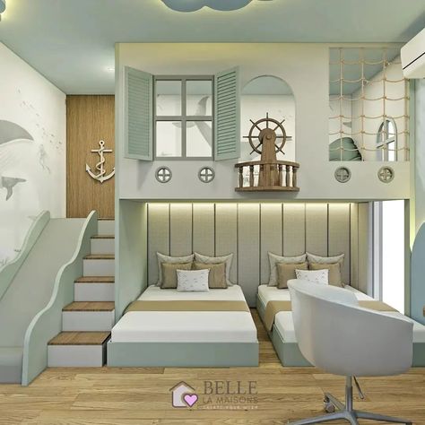 Kids Bedroom Design Modern, Dream Kids Bedroom, Two Kids Bedroom Design, Children Room Ideas, Children Room Design, Cool Beds For Kids, Kids Bed Design, Kids Room Bed, Modern Bunk Beds