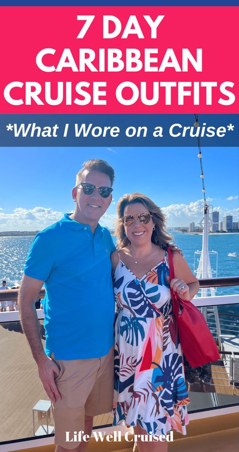 What to Wear on a Caribbean Cruise - Cruise Outfit Ideas - Life Well Cruised Carribean Nights Theme Outfit, 7 Night Caribbean Cruise Packing List, Caribbean Cruise Outfits 7 Day, Carribean Cruise Outfits, Cruise Outfit Ideas, Cruise Packing List Caribbean, Cruise Ship Outfits, Cruise Vacation Outfits, Caribbean Cruise Packing