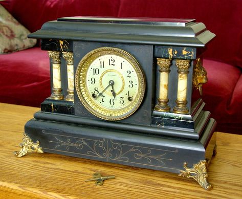 Seth Thomas Adamantine Mantel Clock | This has the 89C movem… | Flickr Mantel Clocks Ideas, Antique Mantle Clock, Retro Clocks, Antique Mantel Clocks, Clock Drawings, Big Clocks, Antique Telephone, Seth Thomas, Clock Faces