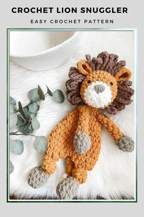 Create perfect snuggly moments with our free crochet patterns for baby comfort blankets. These delightful designs are essential for keeping little ones warm and cozy. Explore our collection of free and paid crochet patterns on various topics for more adorable options!#Tigger_Lovey_Crochet_Pattern #Crochet_Lion_Lovey_Free_Pattern #Lion_Snuggler_Crochet_Pattern #Safari_Crochet_Baby_Blanket Crochet Lion Lovey Free Pattern, Lion Snuggler Crochet Pattern, Safari Crochet Baby Blanket, Lion Lovey Crochet, Crochet Baby Animals, Crochet Lion Pattern Free, Lion Crochet Pattern Free, Lion Decorations, Stuffed Animal Crochet Patterns