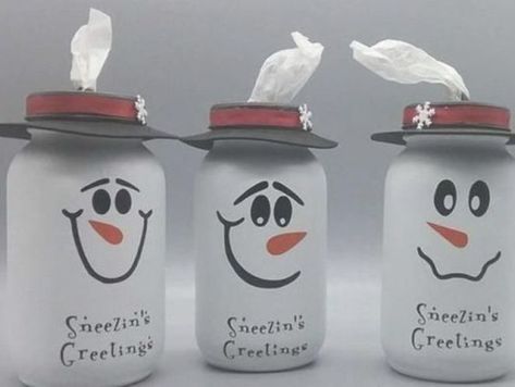 Christmas Mason Jar Tissue Holder, Mason Jar Tissue Holder Diy Christmas, Diy Mason Jar Tissue Dispenser, Mason Jar Reindeer, Tissue Mason Jars, Plastic Mason Jar Crafts, Mason Jar Kleenex Holder Diy, Mason Jar Tissue Holder Diy, Mason Jar Tissue Holders