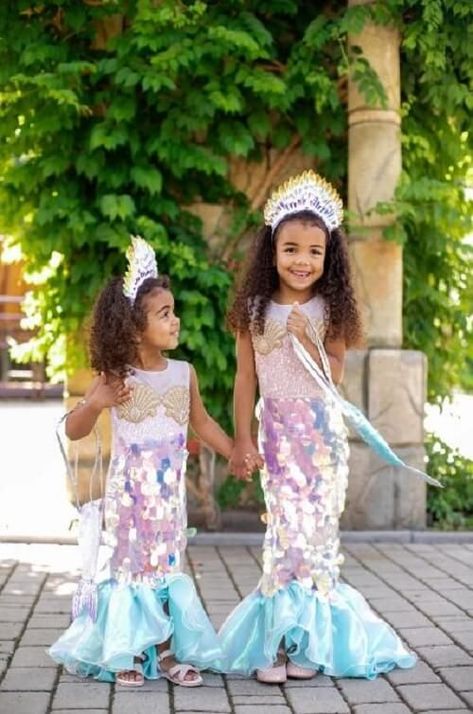 Halloween is a time of magic, mystery, & imagination, and what better way to celebrate than with creative & cute sibling Halloween costumes? Check out this post to get some of the best sibling Halloween costume ideas! Mermaid Dress For Kids, Mermaid Dress Girls, Mermaid Costume Kids, Girls Mermaid Costume, Sibling Halloween Costumes, Mermaid Birthday Outfit, Mermaid Costume Diy, Mermaid Costumes, Mermaid Halloween Costumes