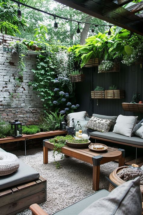 Elevate your outdoor space affordably with these 40 small patio ideas, featuring DIY projects and creative solutions for adding charm and sophistication to your patio. #OutdoorChic #DIY #SmallPatioIdeas Diy Garden Seating Ideas, Decorating Ideas For Outdoor Patio, Affordable Outdoor Patio Ideas, City Outdoor Space Patio, Outdoor Small Spaces Ideas, Back Courtyard Ideas, Patio Garden Design Ideas, Small Cozy Outdoor Patio Ideas, Small Garden Seating Area Ideas