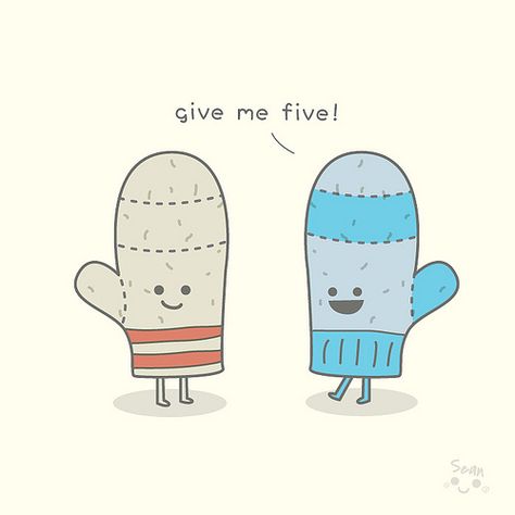 Can you just give me five? Cute Funny Doodles, Gloves Illustration, Lunch Jokes, Happy Drawings, Fun Notes, Punny Puns, Funny Illustrations, Give Me Five, Charmmy Kitty