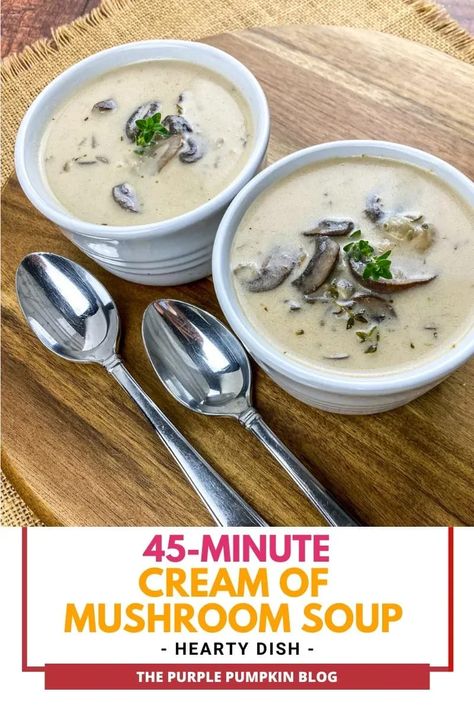 There is no better winter warming comfort food than homemade soup and this Cream of Mushroom Soup Recipe really fits the bill. The creamy flavorful concoction is created combining mushrooms, rosemary, thyme, and cream and is on the table in 45 minutes. Homemade Cream Of Mushroom Soup, Homemade Cream Of Mushroom, Mushroom Soup Recipe, Creamy Mushroom Soup, Favorite Casseroles, Keto Cream, Mushroom Soup Recipes, Cream Of Mushroom Soup, Weeknight Dinner Recipes Easy