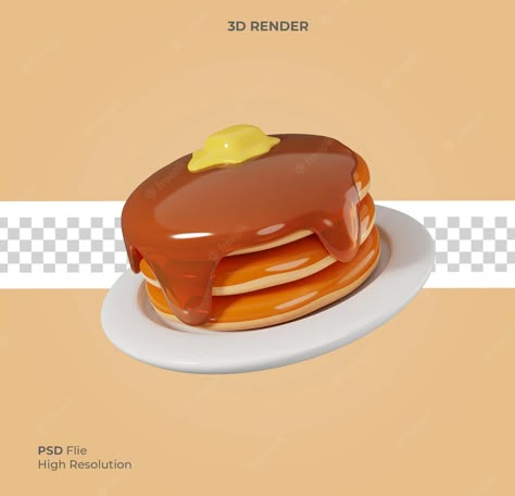 Cute Blender, Pancake Illustration, Kawaii Moodboard, Pancakes Art, Pancake Game, Food Art Drawing, Breakfast Illustration, Modeling Practice, File Illustration