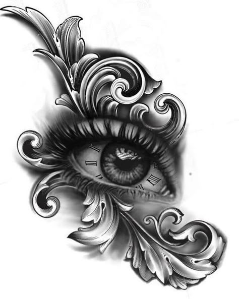 Ojo Tattoo, Realistic Eye Tattoo, Stammestattoo Designs, Arm Tattoos Drawing, All Seeing Eye Tattoo, Filigree Tattoo, Clock Tattoo Design, Men Tattoos Arm Sleeve, Head Tattoo