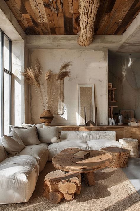 Wabi Sabi Living Room: Timeless Elegance - Quiet Minimal Wabi Sabi Interior Living Rooms, Wabi Sabi Home Interior Design, Minimalist Bohemian Living Room, Wabi Sabi Living Room, Balinese Interior, Modern Coastal Living Room, Style Ibiza, Earthy Living Room, Modern Boho Living Room