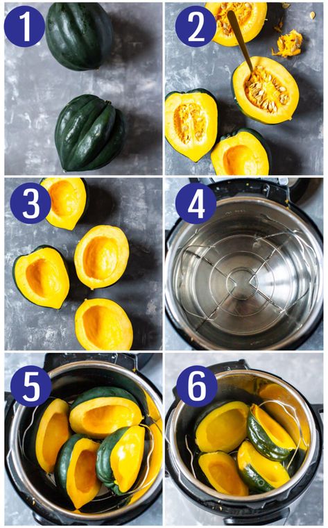 Instant Pot Acorn Squash (Stuffed Squash) - Eating Instantly Pressure Cooker Acorn Squash, Instant Pot Acorn Squash Whole, Instant Pot Acorn Squash, Paleo Acorn Squash, Acorn Squash Stuffed, Instant Pot Veggies, Smudge Pot, Fancy Foods, Health Meals