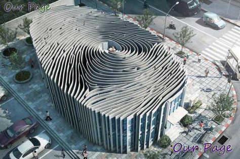 Fingerprint Building in Thailand Architecture Cool, Architecture Unique, Unusual Buildings, Interesting Buildings, Amazing Buildings, Unique Buildings, Design Exterior, Unique Architecture, Beautiful Architecture