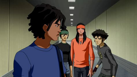 The runaways (YJ) Virgil Hawkins, Young Justice Invasion, Super Hero Cartoon, Black Panther Images, Static Shock, Super Friends, Black Cartoon Characters, Black Anime Characters, Black Cartoon