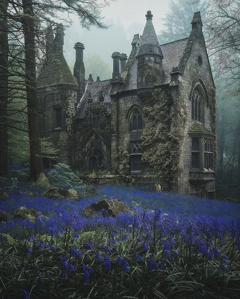 Dark Fairytale Aesthetic, Creepy Old Houses, Blue Castle, Gothic Interior, Fairytale Aesthetic, Dark Fairytale, Old Mansion, Castle Aesthetic, Anime City