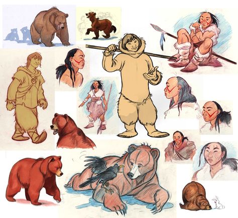 Brother Bear - Kenai Development Brother Bear Fanart, Brother Bear Art, Bear Character Design, Animation Disney, Brother Bear, Images Disney, Film Disney, Disney Concept Art, Disney Sketches