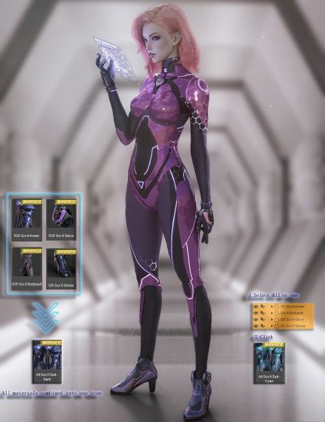 CR Sci-fi Suit for Genesis 8 Females Spy Suit Design, Sci Fi Core Outfit, Space Suit Design Sci Fi, Scifi Outfits Female, Sci Fi Outfit Ideas, Cyberpunk Suit Female, Futuristic Superhero Suit, Sci Fi Armor Female, Sci Fi Aesthetic Fashion