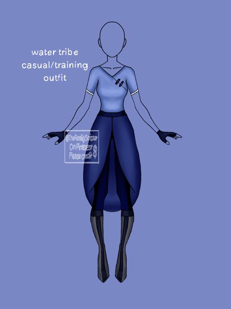 Atla Outfit Design, Avatar Clothes Design, Water Bending Outfit, Water Bender Outfit, Water Tribe Outfit, Tribe Outfit, Avatar Water, Atla Oc, Avatar Outfits