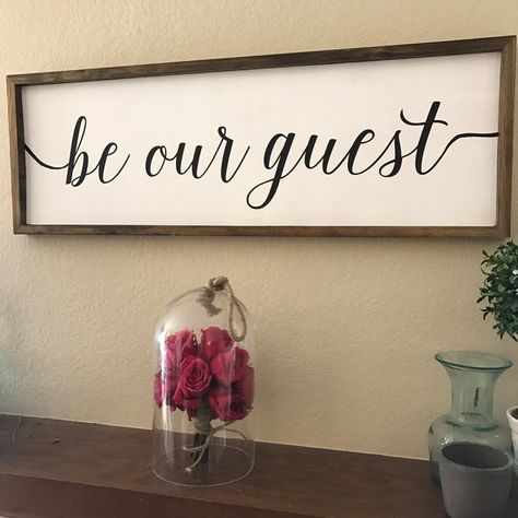 Be Our Guest sign ($80) Be Our Guest Sign, Deco Disney, Casa Disney, Disney Rooms, Be Our Guest, Disney Home Decor, Disney Decor, Disney Home, Disney Diy