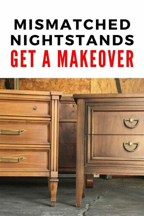 Are you decorating your bedroom on a budget? Check out these mismatching nightstand upcycle project. One has 2 drawers and the other three but by using paint you'll be able to create a matching effect so check out the before and after photos. #diy #nightstand #makeover Nightstand Upcycle, Mismatched Nightstands, Diy Nightstand Makeover, Decorating Your Bedroom, Nightstand Makeover, Bedroom On A Budget, Diy Furniture Flip, Victorian Home Interior, Diy Nightstand