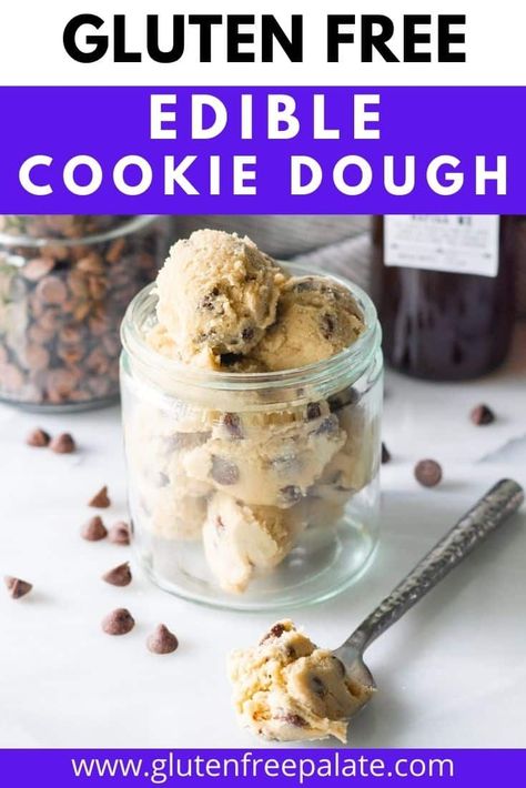 If you've ever wanted a recipe for gluten free cookie dough you're going to love this sweet, creamy edible gluten free cookie dough recipe. It uses minimal ingredients and we've included an option for making it dairy-free. Cookie Dough Vegan, Paleo Cookie Dough, Low Carb Cookie Dough, Gf Snacks, Gluten Free Cookie Dough, Edible Cookie Dough Recipe, No Bake Cookie Dough, Protein Cookie Dough, Cookie Dough Recipe