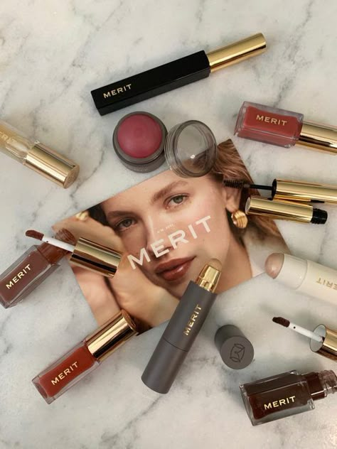 Merit Beauty Aesthetic, Different Makeup Aesthetics, Winter Makeup Products, Merit Flush Balm, Jules Makeup, Merit Makeup, Merit Beauty, French Makeup, Makeup Aesthetics