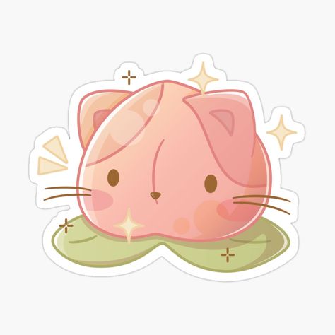 Peach Items, Peach Sticker, Peach Cat, Kitten Stickers, Cute Peach, Kitten Cute, Calico Kitten, Kawaii Things, Cat Sketch