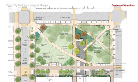 City Hall Park design - COURTESY CITY OF BURLINGTON Small Garden Landscape Design, Landscape Masterplan, Site Development Plan, Pocket Park, Public Space Design, Park Design, Park Landscape, Architecture Model Making, Development Plan