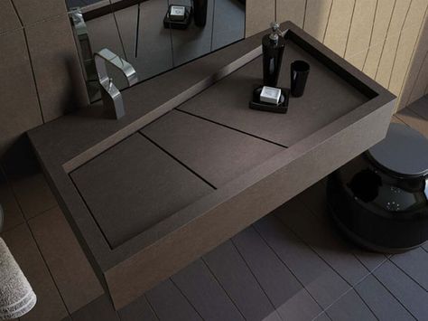 sink Toilette Design, Bathroom Sink Design, Restroom Design, Washbasin Design, Concrete Sink, Vanity Ideas, Concrete Furniture, Vanity Design, Sink Design