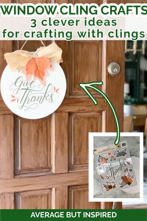 Crafts Using Window Clings, Crafts With Window Clings, Wood Crafts Dollar Tree, Window Cling Ideas, Window Cling Crafts, Window Clings Diy, Diy Window Clings, Crafts Dollar Tree, Pretty Home Decor