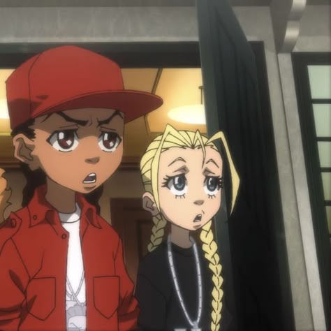 Riley Freeman And Cindy, Cindy X Riley, Riley And Cindy Boondocks, Matching Boondocks Pfps, Cindy Boondocks Pfp, Riley And Cindy, Riley X Cindy, Black Cartoon Wallpaper, Cindy Mcphearson