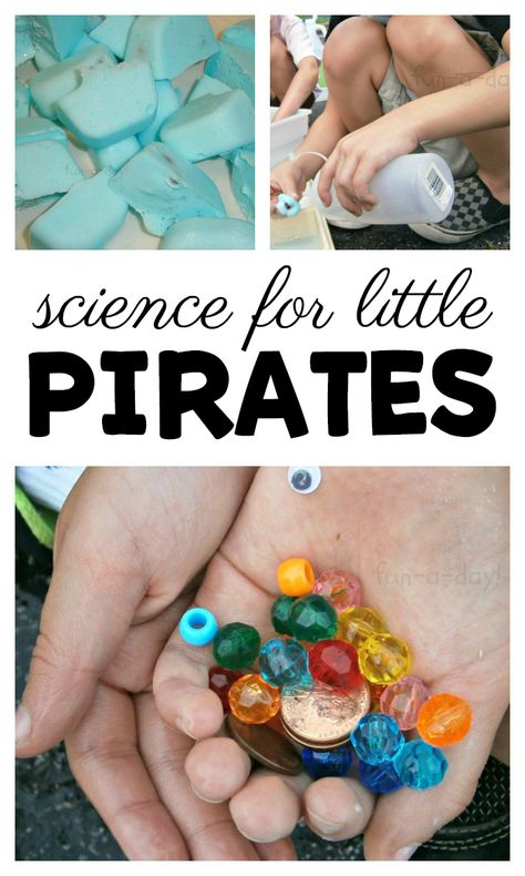 Pirate science activity for preschool #preschool #preschoolers #preschoolactivities #scienceforkids #preschoolscience #pirates #summercamp #funaday #kindergarten Pirate Science, Pirate Activities For Kids, Pirate Preschool, Pirate Week, Pirate Unit, Pirate Classroom, Pirate Activities, Pirate Crafts, Lost Treasure