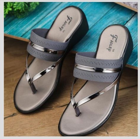 Ladies Footwear Sandals Fashion, Ladies Footwear Design, Ladies Slippers New Design, Ladies Chappal, Billabong Sandals, Shoe Makeover, Leather Slippers For Men, Women Casual Flats, Ladies Slippers