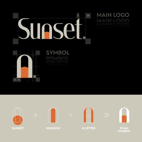 SUNSET - BRANDING on Behance Sunset Branding, Sunset Logo, Stationary Branding, Identity Project, 포트폴리오 레이아웃, Sunset Hills, Design Presentation, Sunset View, Beach Bar