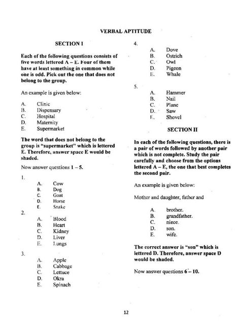 NCEE Verbal Aptitude Test Questions Common Entrance Past Questions, Aptitude And Reasoning, Verbal Reasoning, Reasoning Test, Classroom Assessment, Corset Sewing, Past Questions, Test Exam, Exam Answer