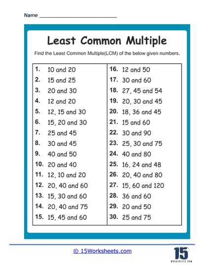 LCM of Sets Worksheet - 15 Worksheets.com Lcm Worksheet, Hcf Worksheets For Grade 5, Hcf And Lcm Worksheet, Hcf And Lcm Worksheet For Class 5, Hcf And Lcm Word Problems, Lcm Worksheets For Grade 5, Hcf And Lcm Worksheet Grade 4, Greatest Common Factor Worksheet, Mixed Fractions Worksheets