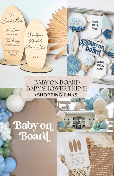 Baby on Board Baby Shower Inspiration, Mood Board, Amazon Shopping Links

Engraved Surfboard Signs- LoTides.Etsy.Com Coastal Theme Baby Shower Ideas, Baby On Board Centerpieces, Baby Shower Surf Theme, Beach Baby Shower Theme Girl, Surfer Boy Baby Shower Ideas, Baby On Board Shower Theme, Surf Baby Shower Theme, Coastal Baby Shower Theme, Baby On Board Baby Shower Ideas