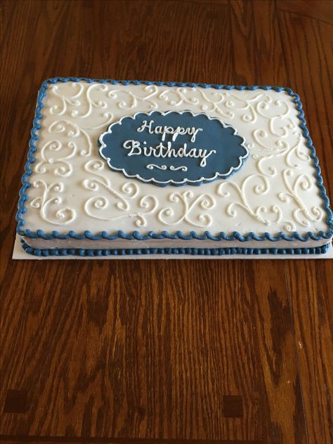 Half sheet cake, August 2016 Mens Sheet Cake Ideas, Sheet Cake Birthday For Men, Sheet Cake Decorating Ideas Birthday Men, Half Sheet Cake Decoration, Blue Sheet Cake, Homemade Sheet Cake, Graduation Sheet Cakes, Sheet Cakes Decorated, Teal Cake