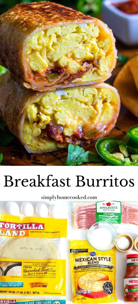 Breakfast Burrito Recipe, Easy Breakfast Burritos, Quick Easy Breakfast, Easy Breakfast Casserole Recipes, Mini Breakfast, Breakfast Quiche Recipes, Burrito Recipe, Breakfast Burritos Recipe, Breakfast Easy