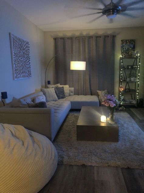 Living Room Designs First Apartment, Cosy Living Room Ideas Comfy, Living In Basement Ideas, Living Room Decor For Couples, Living Room Decor Carpet Floors, Nice Apartment Living Room, Cute Living Room Ideas For Apartments Budget, Living Room Decor Astetic, White Theme Apartment