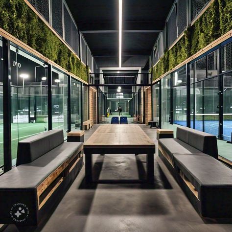 Pickleball Court Design, Tennis Club House, Tennis Club Design, Tennis Bar, Paddle Court, Indoor Tennis Court, Dream House Pictures, Indoor Sports Court, Pickleball Courts