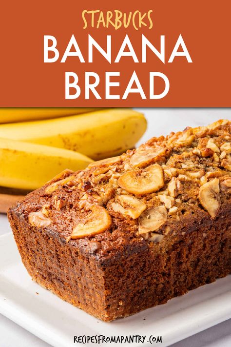 Craving Starbucks banana bread? Make this better than Starbucks copycat banana bread at home! This easy, moist, and flavorful banana bread recipe is packed with ripe bananas, crunchy walnuts, and a hint of vanilla. Skip the lines and enjoy homemade banana bread with your coffee. Perfect for breakfast, dessert or a snack. Follow this recipe for a delicious slice of Starbucks at home! #banana #bread #Starbucksbananabread #recipe #starbucksathome #bananabread #starbucks Copycat Banana Bread, Egg Recipes For Lunch, Starbucks Banana, Starbucks Banana Bread, Starbucks At Home, Weight Watchers Crock Pot Recipes, Vegetarian Slow Cooker Recipes, Egg Lunch, Seafood Rice