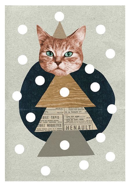 Christmas Card Collage, New Year Postcard, Christmas Collage, Cat Cards, Project Inspiration, Christmas Illustration, Christmas Stuff, Cat Tree, Tree Christmas