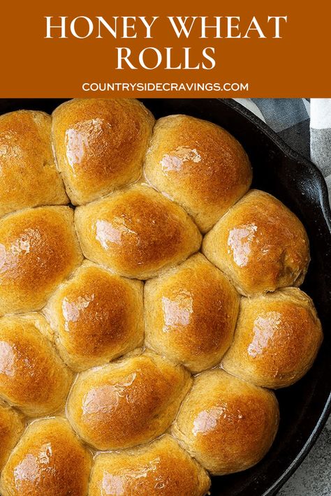 These Honey Wheat Dinner Rolls are soft and fluffy. They have a mixture of white and wheat flour and honey for a touch of sweetness. #honeywheatrolls #dinnerrolls Wheat Dinner Rolls, Wheat Rolls, Wheat Flour Recipes, Beer Bread Easy, Whole Wheat Rolls, Honey Wheat Bread, Wheat Bread Recipe, Bread Rolls Recipe, Wheat Recipes