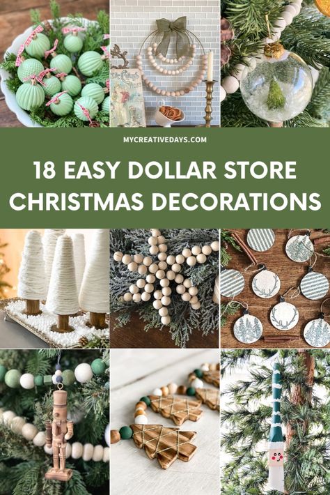 Looking for cheap and easy DIY Christmas decorations for home? I’m sharing 18 cute dollar store DIY Christmas décor and craft ideas that are so easy to make! Whether you’re looking for DIY Christmas ornaments, garland, Christmas grad=fts, or DIY Christmas gift ideas, these are the best dollar tree DIY Christmas decoration ideas for outside and indoor! DIY Christmas decorations easy crafts, diy holiday decor Garland Christmas Decor Diy, Baubles Diy Christmas, Christmas Baubles Diy, Christmas Ornaments Garland, Diy Christmas Decorations Dollar Store, Dollar Store Diy Christmas, Garland Christmas Decor, Easy Diy Christmas Decorations, Dollar Tree Diy Christmas