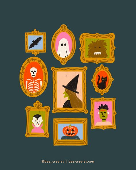 Spooky portraits 🖼️ Who is missing?? I was inspired by: Witchy for #jollieween2024 Paw for #peachtober24 Jack-o’-lantern for #doodleadayoct Bats (I forgot a bow!) for #scaryandsweet2024 #inktober #inktober2024 #spooktober #spookydrawing #spookyillustration #halloweendrawing #creatinghapppy #makeart2024 #octoberartchallenge #octoberdrawingchallenge #cozyfall #octoberchallenge #falldrawing #cozyillustration #autumnillustration #cozyseason #cozydrawing #autumnessentials #autumnart #peach... Simple Halloween Illustration, Colorful Halloween Art, Halloween Post Ideas, Halloween Marker Art, Spooky Portraits, Halloween Aesthetic Vintage, Fall Illustration Art, Retro Halloween Aesthetic, Cute Spooky Art