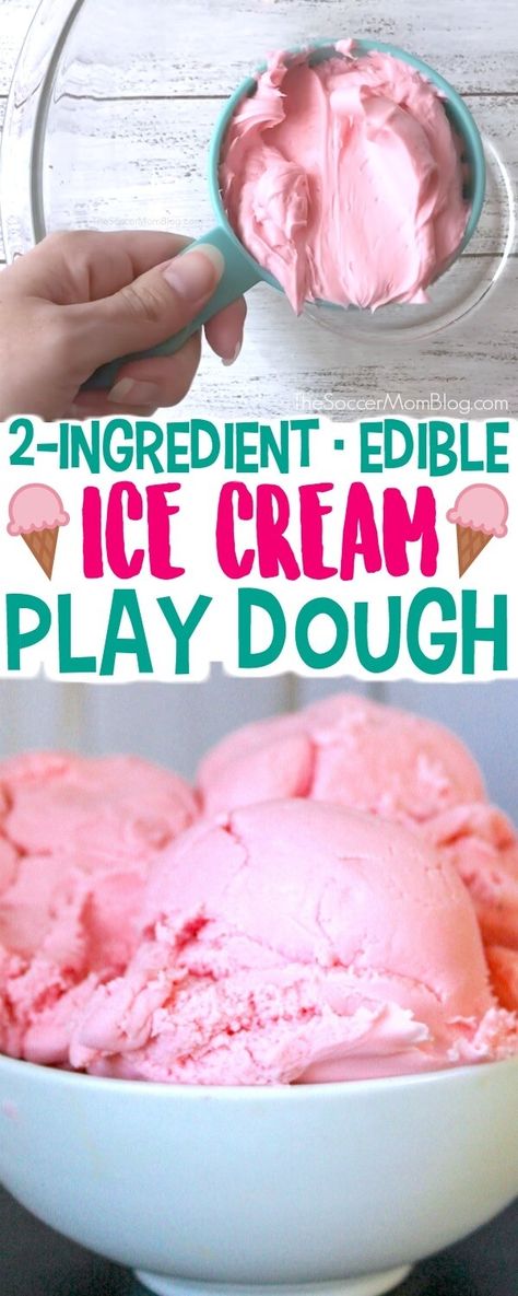 YUM!! We made a batch of Ice Cream Play Dough this week and the kids loved it! You only need 2 ingredients and it is taste safe, so it's the perfect sensory play activity for toddlers and preschoolers. Ice Cream Play Dough, Ice Cream Playdough, Ice Cream Dough, Edible Play Dough Recipe, Ice Cream Play, Playdough Sensory, Edible Playdough, Ice Cream Crafts, Low Carb Brownies