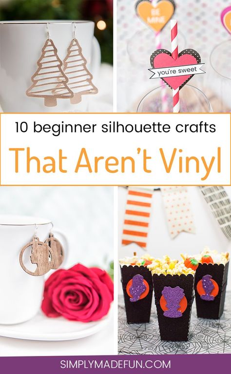 Beginner Silhouette Crafts That Aren't Vinyl - You don't need to buy vinyl to craft with your Silhouette Cameo! Use paper, faux wood, leather, and a ton of other materials to DIY easy gifts, home decor, and fashion items for you and your friends! Diy Gifts Wood, Diy Easy Gifts, Freezer Paper Crafts, Useful Crafts, Silhouette Cameo Projects Beginner, Silhouette Cameo Projects Vinyl, Silhouette Cameo 2, Wood Gifts Diy, Cricut Gifts