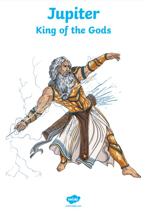 Jupiter was regarded as the Roman equivalent of the Greek God - Zeus. Jupiter was the brother of Neptune and Pluto. He was the king of the gods, also known as the sky god or the great protector. He controlled the weather and the forces of nature, and he was known to send thunderbolts to warn the citizens of Rome. Jupiter Roman God, Jupiter God, Greek Mythology Zeus, Zine Making, Zeus Jupiter, Sky God, God Zeus, Forces Of Nature, Roman Gods