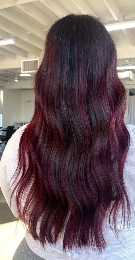 Cherry Red Ombre Hair, Cherry Ombre Hair, Cherry Bombre Hair, Chocolate Cherry Hair Color, Chocolate Cherry Hair, Cherry Hair Colors, Hair Colour Ideas, Red Ombre Hair, Cherry Hair