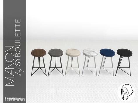 Syboubou's Manon kitchen - Stool Sims 4 Barstool, Rustic Bar Stools, Sims 4 Kitchen, Tall Stools, Wood And Concrete, Beige And Pink, Kitchen Stool, Sims Building, Modern Tools