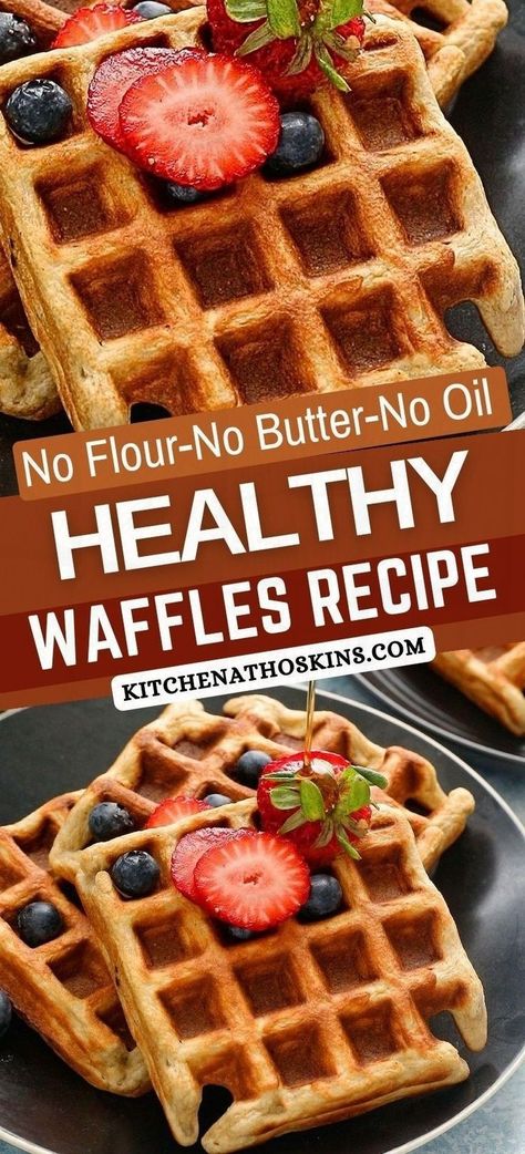 Learn how to make healthy waffles in a blender with oatmeal. This easy waffle recipe is perfect for kids  and can be made ahead and frozen to be reheated later for busy mornings. Get the easy healthy waffles recipe at kitchenathoskins.com. Healthy Waffles Recipe, Blender Waffles, Waffle Recipe Healthy, Make Waffles, Oatmeal Waffles, Belgian Waffles Recipe, Easy Waffle Recipe, Almond Butter Recipes, Healthy Low Carb Snacks